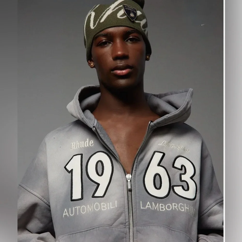Rhude x Lamborghini Collab 1963 Zip Hoodie Unisex Limited Edition Mens L